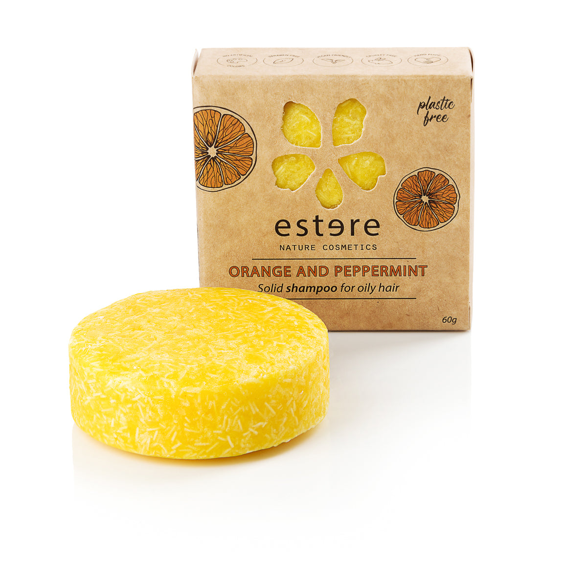 Solid shampoo for oily hair with orange and mint