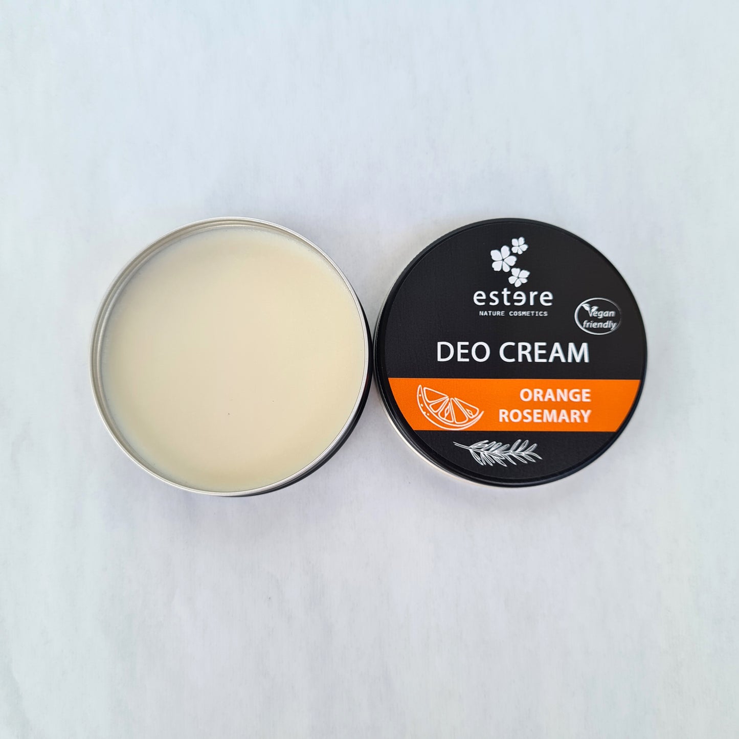 Creamy deodorant with orange and rosemary